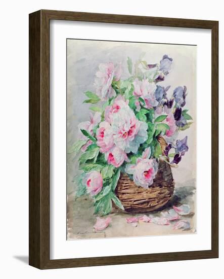 Irises and Peonies in a Basket-Madeleine Lemaire-Framed Giclee Print