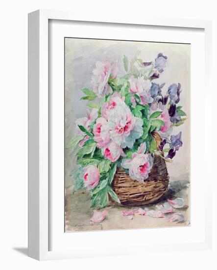 Irises and Peonies in a Basket-Madeleine Lemaire-Framed Giclee Print