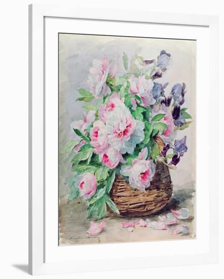 Irises and Peonies in a Basket-Madeleine Lemaire-Framed Giclee Print