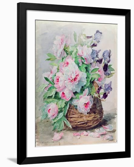 Irises and Peonies in a Basket-Madeleine Lemaire-Framed Giclee Print