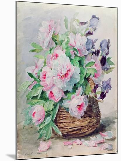 Irises and Peonies in a Basket-Madeleine Lemaire-Mounted Giclee Print
