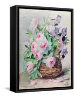 Irises and Peonies in a Basket-Madeleine Lemaire-Framed Stretched Canvas
