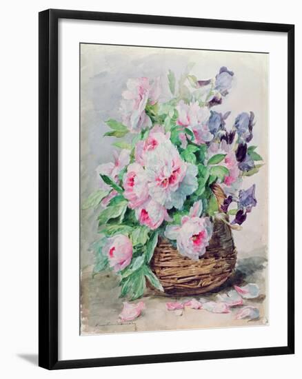 Irises and Peonies in a Basket-Madeleine Lemaire-Framed Premium Giclee Print