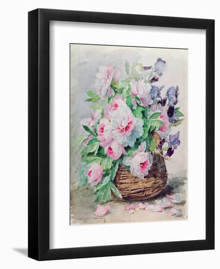 Irises and Peonies in a Basket-Madeleine Lemaire-Framed Premium Giclee Print