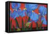 Irises and Red-John Newcomb-Framed Stretched Canvas