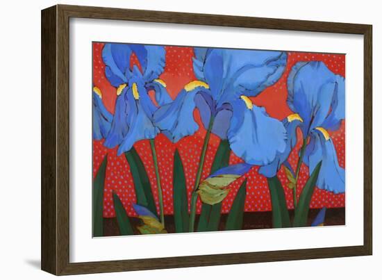 Irises and Red-John Newcomb-Framed Giclee Print