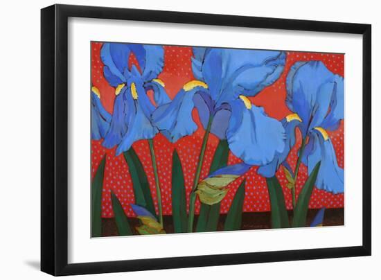 Irises and Red-John Newcomb-Framed Giclee Print