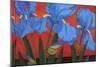 Irises and Red-John Newcomb-Mounted Giclee Print