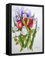Irises and Roses, 2007-Joan Thewsey-Framed Stretched Canvas