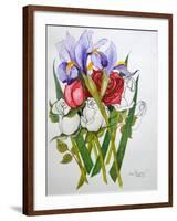Irises and Roses, 2007-Joan Thewsey-Framed Giclee Print