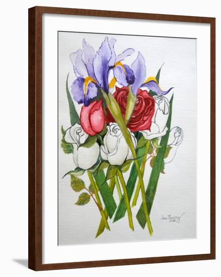 Irises and Roses, 2007-Joan Thewsey-Framed Giclee Print