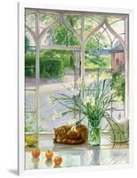 Irises and Sleeping Cat, 1990-Timothy Easton-Framed Giclee Print