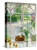 Irises and Sleeping Cat, 1990-Timothy Easton-Stretched Canvas