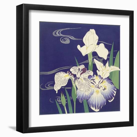 Irises, C. 1890-1900-Kogyo Tsukioka-Framed Art Print