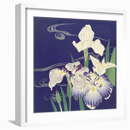 Irises, C. 1890-1900-Kogyo Tsukioka-Framed Art Print