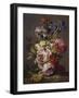 Irises, Peonies and Other Flowers in a Vase on a Ledge-Lodewijk Johannes Nooijen-Framed Giclee Print