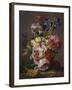 Irises, Peonies and Other Flowers in a Vase on a Ledge-Lodewijk Johannes Nooijen-Framed Giclee Print