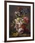 Irises, Peonies and Other Flowers in a Vase on a Ledge-Lodewijk Johannes Nooijen-Framed Giclee Print