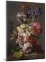 Irises, Peonies and Other Flowers in a Vase on a Ledge-Lodewijk Johannes Nooijen-Mounted Giclee Print