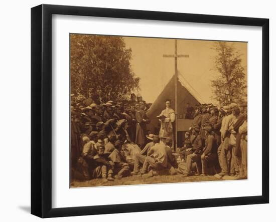 Irish-American Civil War Soldiers Attend Mass in Camp, 1861-null-Framed Photo