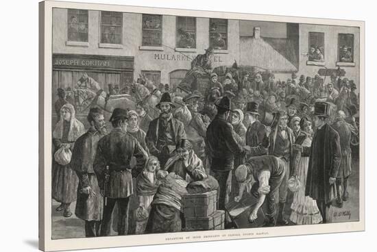 Irish Emigrants Preparing to Sail to America from Clifden County Galway-A. O'kelly-Stretched Canvas