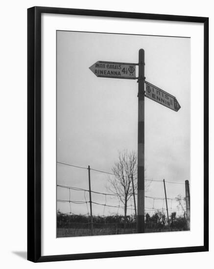 Irish English Sign Showing Milage to Rineanna Which Turned into Shannon at a Later Date-null-Framed Photographic Print