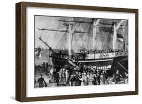 Irish Immigrants Disembarking at New York, 1855-null-Framed Art Print