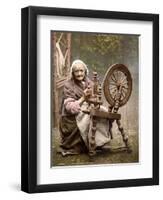 Irish Spinner and Spinning Wheel, 1890s-Science Source-Framed Giclee Print