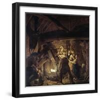 Iron Forge-Joseph Wright of Derby-Framed Giclee Print