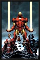 Iron Man No.84 Cover: Iron Man, Falcon, Black Panther, Wasp, Ant-Man and Avengers-Steve Epting-Lamina Framed Poster