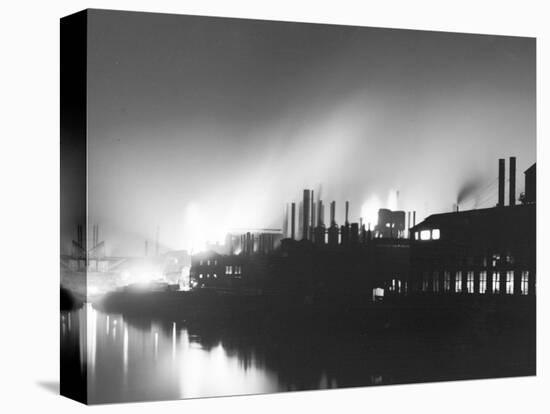 Iron Mills at Night, Pittsburgh, Pa.-null-Stretched Canvas