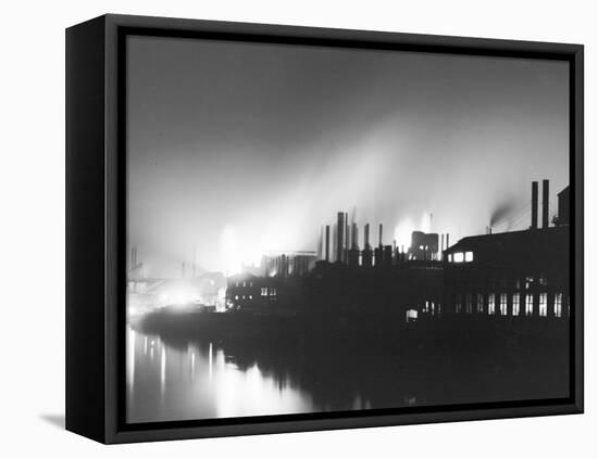 Iron Mills at Night, Pittsburgh, Pa.-null-Framed Stretched Canvas