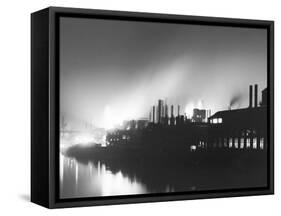Iron Mills at Night, Pittsburgh, Pa.-null-Framed Stretched Canvas