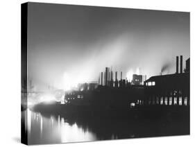 Iron Mills at Night, Pittsburgh, Pa.-null-Stretched Canvas