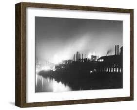 Iron Mills at Night, Pittsburgh, Pa.-null-Framed Photo