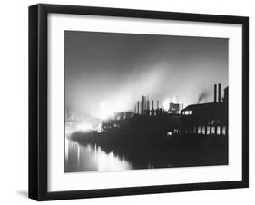 Iron Mills at Night, Pittsburgh, Pa.-null-Framed Photo