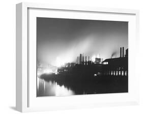 Iron Mills at Night, Pittsburgh, Pa.-null-Framed Photo
