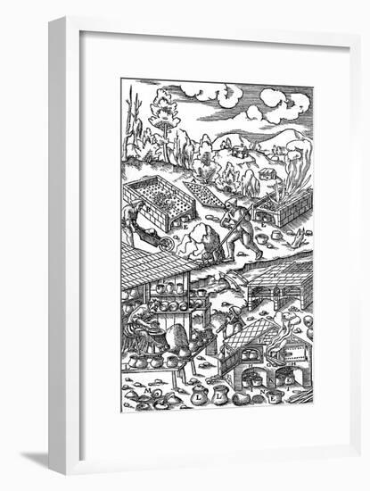 Iron Processing, 1556-Georg Agricola-Framed Art Print