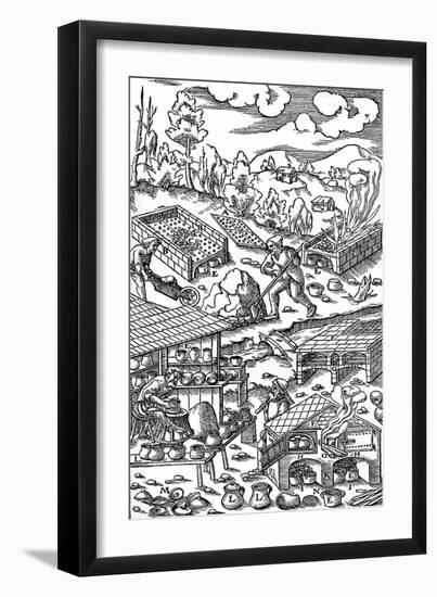 Iron Processing, 1556-Georg Agricola-Framed Art Print