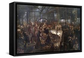 Iron Rolling Mill (Modern Cyclopes)-Adolph Menzel-Framed Stretched Canvas