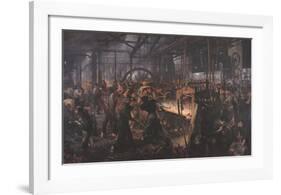 Iron Rolling Mill-Adolph Menzel-Framed Art Print