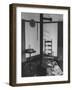 Iron Woodstove with a Ladder Backed Wooden Armchair in a Restored Shaker Parlor-John Loengard-Framed Photographic Print