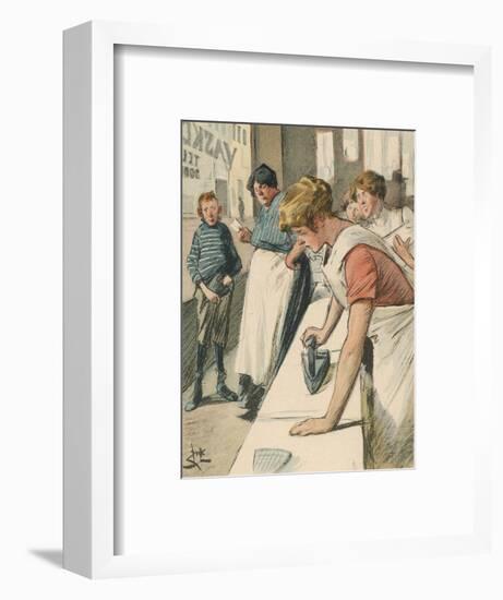 Ironing in the Public Laundry-null-Framed Art Print