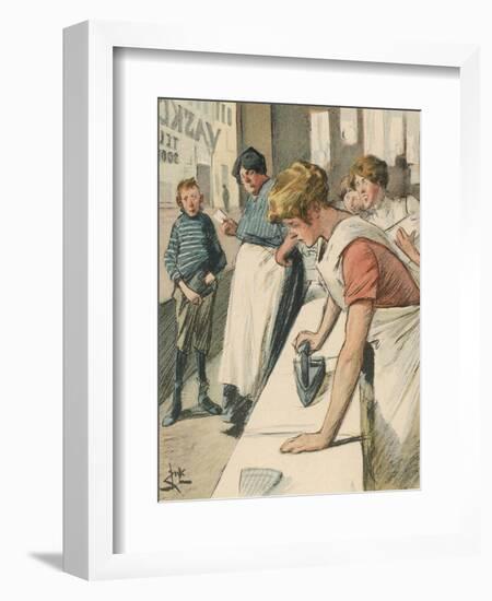 Ironing in the Public Laundry-null-Framed Art Print