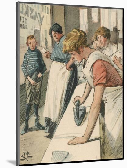 Ironing in the Public Laundry-null-Mounted Art Print