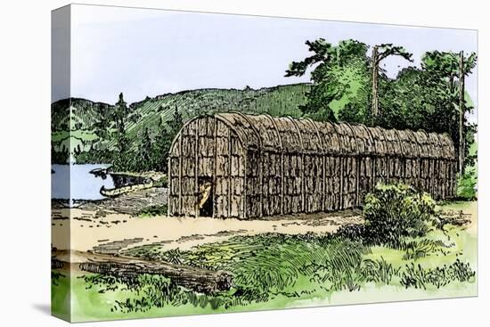 Iroquois Longhouse-null-Stretched Canvas