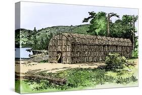 Iroquois Longhouse-null-Stretched Canvas