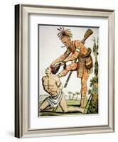 Iroquois Warrior Scalping a White Victim-null-Framed Giclee Print