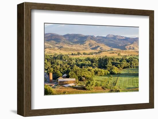 Irrigated Foothills Farmland in Sunrise Light, Belvue near Fort Collins in Northern Colorado-PixelsAway-Framed Photographic Print