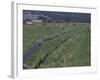 Irrigation Equipment in Hay Field with Bales and Red Barn, Bitteroot Valley, Montana, USA-Jamie & Judy Wild-Framed Photographic Print